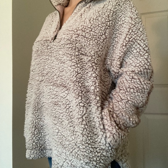 Light pink fleece/furry quarter zip - Picture 2 of 4